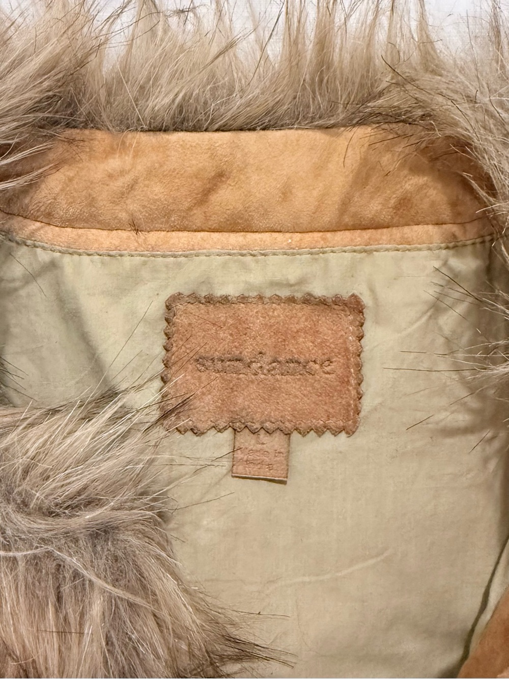 Sundance Tan Faux-Fur Trim Embroidered Vest - Picture 5 of 7